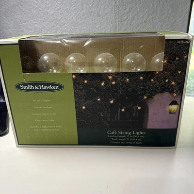 Cadena de luces Smith And Hawken para café patio 20 luces 21' cuerda 12" plomo Foto 1 de 4