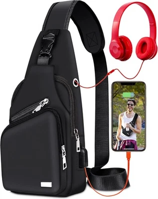Waterproof Sling Bag Crossbody Backpack for Men Women Black1  - Image 1 of 4