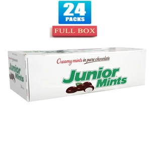 Full Box 24x Junior Mints Creamy Mints In Pure Chocolate Theater Box - 1.84oz - Picture 1 of 4