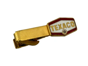 Vintage Texaco Oil Employee Advertising Tie Clip Gold Tone Enamel - Picture 1 of 3