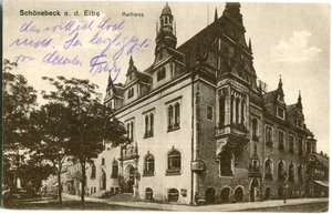 AK SCHÖNEBECK /Elbe Rathaus, Straßenecke 1917 Feldpost - Picture 1 of 1