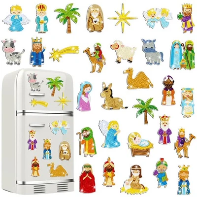 Belén de Navidad 30 Piezas Magnético Diamante Arte Decoración Belén Religioso... Foto 1 de 4