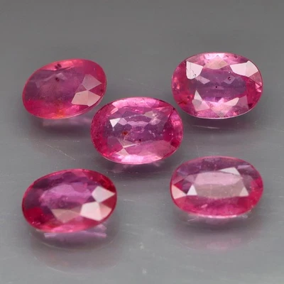 Oval 7x5 mm.Ravishing! Natural Pink Ruby (Vietnam Color) Mozambique 5Pcs/4.05Ct. - Image 1 of 4