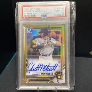 2021 Bowman, Garrett Mitchell CHR.PROS.AUTO-GOLD REF. PSA GEM MT 10 47/50 - Picture 1 of 6