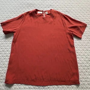 Top túnica 100 % seda para mujer Elizabeth Liz Claiborne Inc talla 14 naranja suave - Imagen 1 de 9