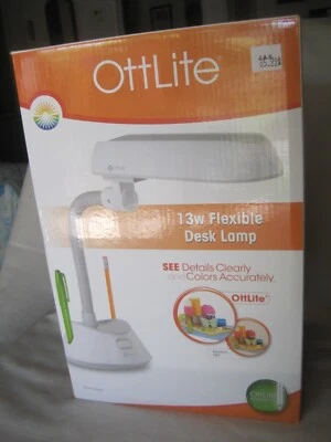 New OttLite 13W HD Modern Flexible Neck Desk Lamp - White Model #U15WG8/NIB - Image 1 of 4