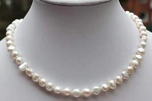 BR02 8-9 mm Süßwasser Perlen Schmuck Perlenkette Halskette Kette Collier Barock - Bild 1 von 1