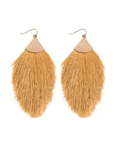 Orecchini Frange Gialli Senape Nuovi con Etichette Nappa Statement Orecchini Moda Gioielli - Foto 1 di 1