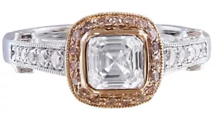 18K WHITE GOLD ASSCHER CUT PINK SAPPHIRE BEZEL ENGAGEMENT RING 1.65 I-VS2 EGL US - Picture 1 of 10