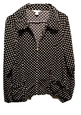 Laura Ashley ♈Woman's Printed zip up Jacket size PL~navy/white dots - Image 1 of 3
