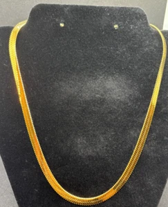 Herringbone Necklace in Goldtone 16 inch Pristine and Ready to Wear - Picture 1 of 9