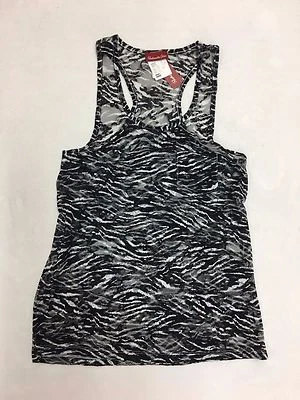 Camiseta sin mangas Panhandle delgada con estampado de cebra Burnout Racerback para dama, estilo J7-6788 Foto 1 de 2