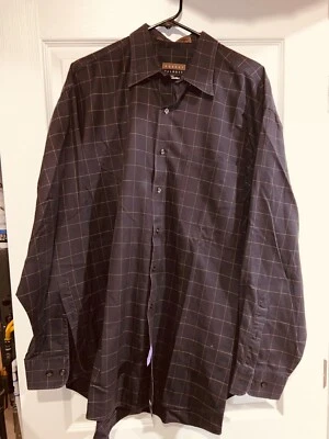 Robert Talbot Men's Long Sleeve Shirt - Black & Gold Plaid - XL - Image 1 of 3