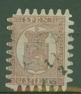 FINLANDIA 1866 5 PEN. CARTA A RIGHE USATO (U) - Picture 1 of 2
