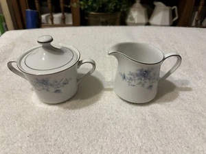Duchess By Crown Empire Blue Floral Creamer and Sugar Bowl Japan - Picture 1 of 5