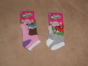 NEW, GIRLS SHOPKINS ANKLE SOCKS, SHOE SIZE 7 TO 3, 2 PAIRS - Picture 1 of 1