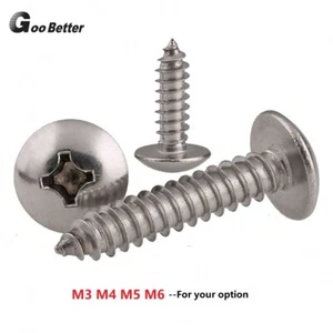 M5 M6 Truss Head Phillips Sheet Metal Self Tapping Screws A4 316 Stainless Steel - Picture 1 of 8