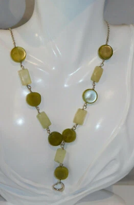 Argento Sterling Verde Quarzo Pietra con Filo Perlina Cuore Ciondolo 18 " - Immagine 1 di 4