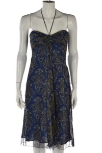 NEW Laundry Shelli Segal Dress Size 6 Blue Sheath Halter Silk Knee Length NWT - Foto 1 di 5