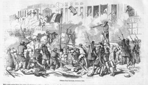 PARIS / RÉVOLUTION / DÉFENSE D' UNE BARRICADE / GRAVURE 1848 - Imagen 1 de 1