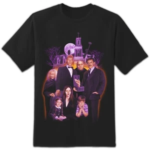 Camiseta gráfica Rock Rebel The Addams Family Group retrato color terror para hombre - Imagen 1 de 3
