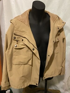 New Look Ladies Oversized Tan Cropped Jacket with Hood Drawstring Size 14 - Picture 1 of 10