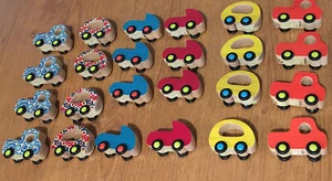 Car Bonus B.Toys Wooden Kids Car Free Whee-lees Mini Cars Trucks “Lot Of 4 “ - Picture 1 of 5