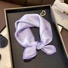 100% Silk Small Scarf Square Bandana Vintage Purple Flower Neckerchief Tied 53Cm