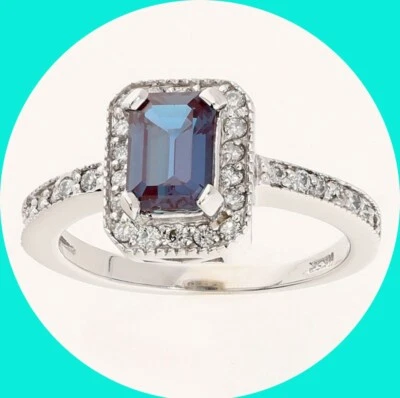 1.60CT Diamond Synthetic Color Change Sapphire Ring 14K WG  Size 5 1/2 - Image 1 of 4