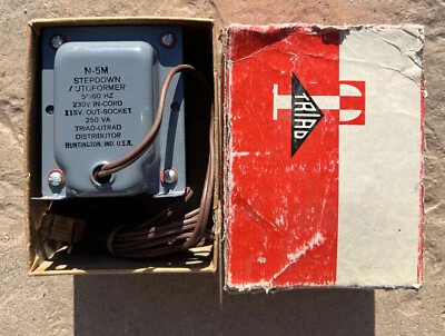 Triad N-5M, 230V 250VA Transformador Automático Cable 6', 115V Sec 2.17 RMS Amperios Nuevo de Lote Antiguo Foto 1 de 4