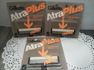 VTG 1995 Gillette Atra Plus Refill Razor 5 Shaving Cartridges each (3-pks) N.O.S - Picture 1 of 4