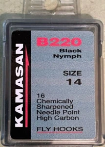 KAMASAN B220 TROUT BLACK NYMPH SIZE 14 IN A BOX OF 16 FREE 1 DAY POSTAGE - Picture 1 of 2