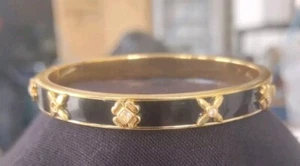 Gold Tone & CZ Hindged Bangle Kate Spade "Heritage Bloom" - Picture 1 of 20