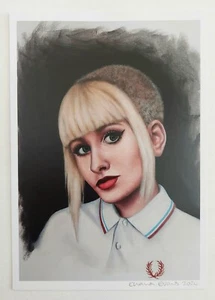 Impresiones artísticas digitales Skinhead Girl en blanco calidad A5 firmadas edición limitada Reino Unido - Imagen 1 de 1