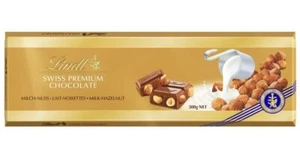 Lindt Hazelnut Gold Chocolate Bar 300g - Hazelnut Lindt bar - Picture 1 of 5