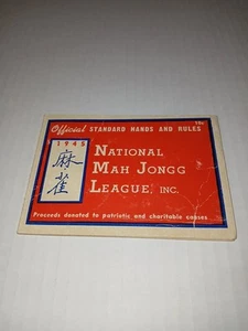 1945 National Mah Jongg League Standards And Rules Card - Picture 1 of 8