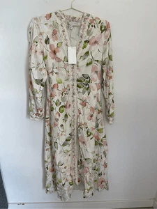 CAROLINE CONSTAS Floral Print Linen Dress Size Small NWT - Picture 1 of 11