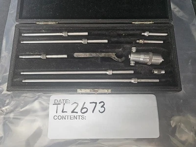 STARRETT #124-A 2" - 8" SOLID ROD INSIDE MICROMETER SET W/CASE USA (TL2673) - Image 1 of 4