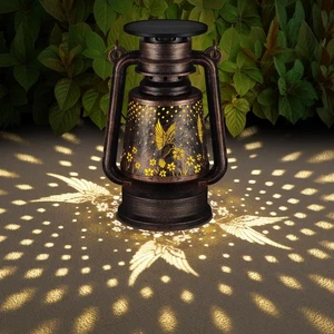 Solar Lantern Outdoor Hanging Vintage LED Waterproof Camping Light with Beaut... - Picture 1 of 7