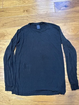 REI рубашка мужская черный 100% шелк длинным рукавом Crewneck основание слой L большой EUC - Изображение 1 из 3