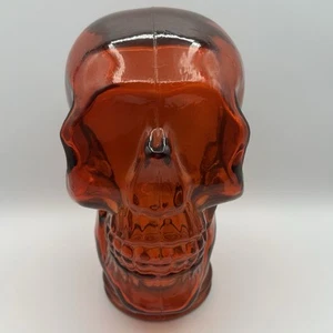 Large Glass SKULL HEAD 10-1/2” Tall, Orange, almost 6lbs. - Picture 1 of 10