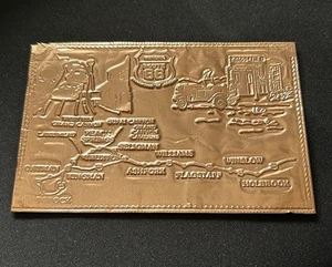 Vintage Kopper Kard Pressed Copper Postcard Route 66 Arizona Map JO5 - Picture 1 of 2