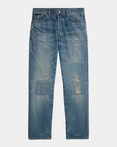 Polo Ralph Lauren Mens Heritage Straight Fit Distressed Jeans in  Blue  40 X 32 - Picture 1 of 3