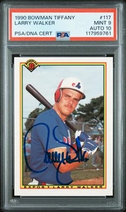 1990 Bowman Tiffany Larry Walker #117 PSA 9 Auto 10 - Picture 1 of 2