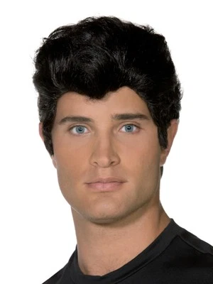 Smiffys Grease Danny Wig in Black for Adults, T-Bird Quiff and Danny Zuko Hairst - Image 1 of 3