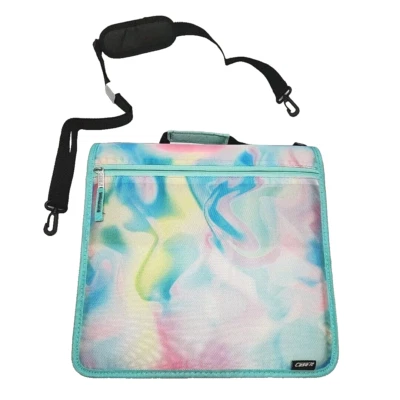 Case It The Mighty Zip Tab 3-Ring Binder Notebook Bag Pink Blue Swirl Strap NEW - Image 1 of 4