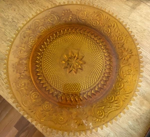 1970s-1980s A Tiara Exclusive 12" Amber Glass Decorative Serving Plate - Picture 1 of 2