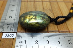 Pendentif grosse LABRADORITE + cordon reglable coulissant collier de protection - Picture 1 of 4