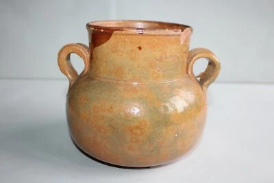 Ancien pot à anses en poterie provençale vernissé Foucard Jourdan Vallauris - Photo 1/4