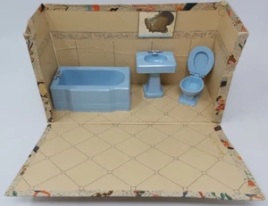 Stanza Bagno per le Bambole Vintage in Scatola di Cartone - Imagen 1 de 8